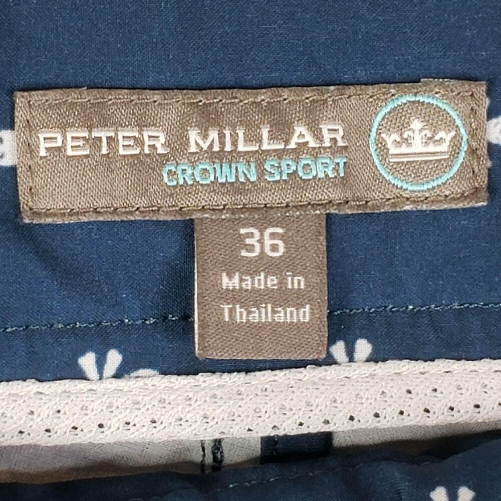 Peter Millar Crown Sport Shorts Golf Chino Flat Front Blue Men’s Size 36 Pockets - Picture 6 of 9